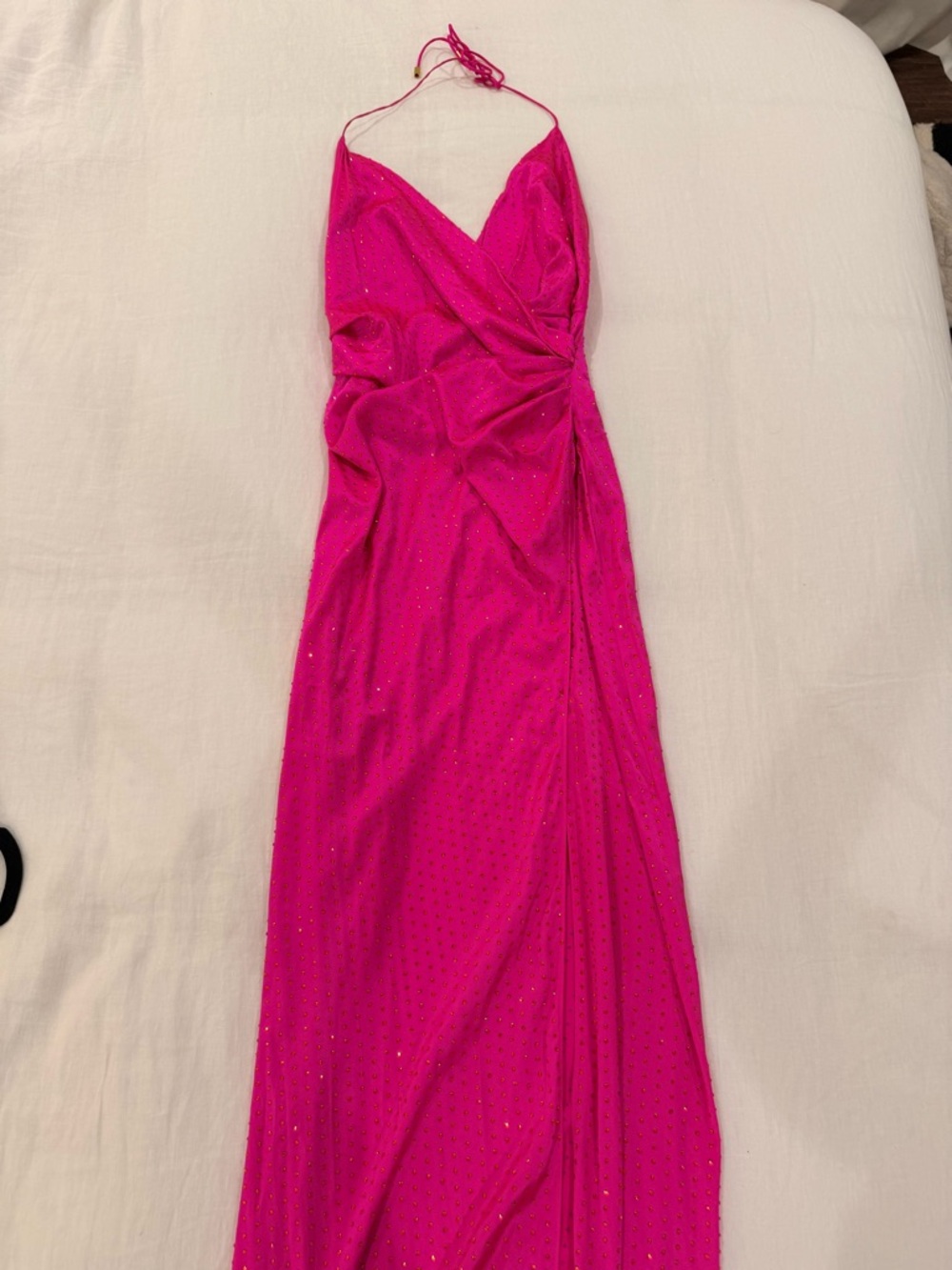 Retrofete Studded Embelished Pink Halter Wrap Backless Dress/Gown/Maxi - Picture 9 of 9